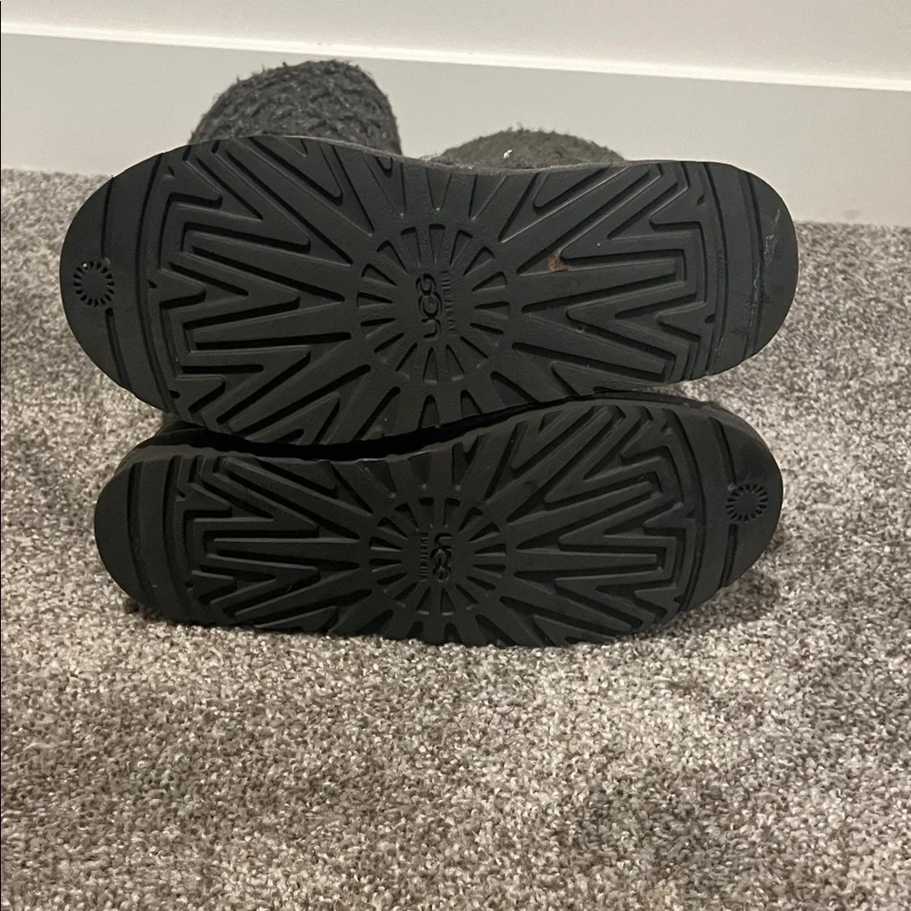 UGG Women’s Lattice Cardy Classic Charcoal Grey Knit Tall Boots - Picture 4 of 5